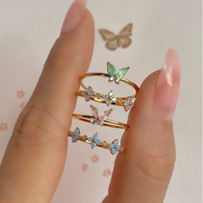 Flower Pattern Women's Gender Simple Style Flower Copper Plating Inlay Zircon Gold Plated Rings Earrings Necklace