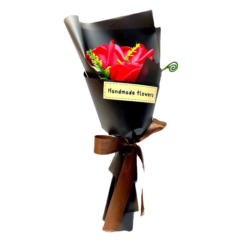 Подарок на День матери, букет из трех цветов, подарочный букет из мыльных цветов, подарок из роз, День женщин, гвоздика.