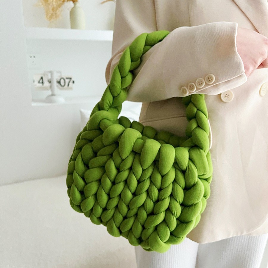 Amazon transfronterizo ultra grueso islandés lana diy bolsos tejidos a mano bolsos de mano coreanos retro versátiles productos terminados