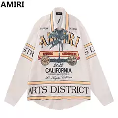 Men's Shirt Trendy amiri Hawaiian Shirt Beach Casual Loose Large Size Travel Vacation Printed Shirt
