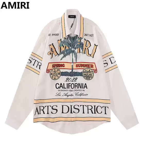 Men's Shirt Trendy amiri Hawaiian Shirt Beach Casual Loose Large Size Travel Vacation Printed Shirt