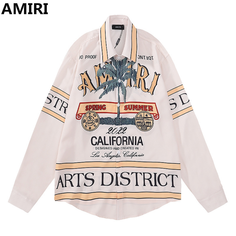 Men's Shirt Trendy amiri Hawaiian Shirt Beach Casual Loose Large Size Travel Vacation Printed Shirt
