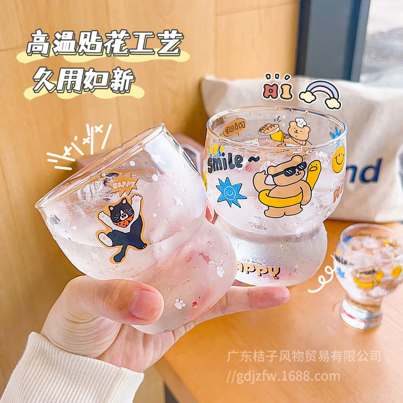 卡通高硼硅玻璃杯啤酒杯可爱果汁杯咖啡杯夏季家用2025新款冷饮杯|undefined