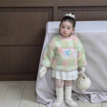 婴儿冬季套装宝宝衣服秋冬装韩版童装女童格子加绒毛毛衣打底裤