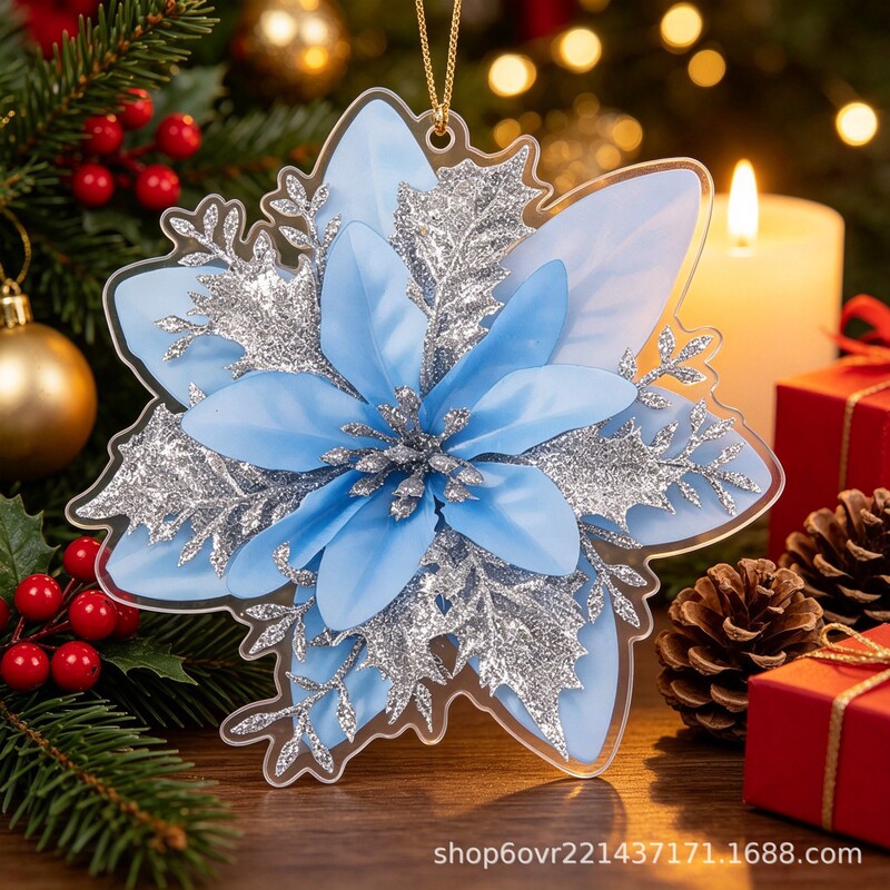 Cross-border Christmas acrylic flat flowers, artificial flowers, home decorations, birthday party Christmas decorations, Christmas flowers Cross-border Christmas acrylic flat flowers, artificial flowers, home decorations, birthday party Christmas decorations, Christmas flowers