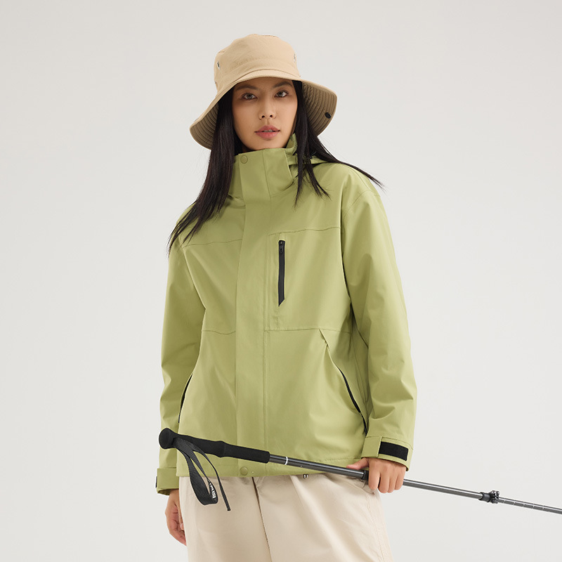 伯同風フルヒートシールアウトドアジャケット3in1、女性用取り外し可能防風防水、男性用登山服、ダウンジャケット