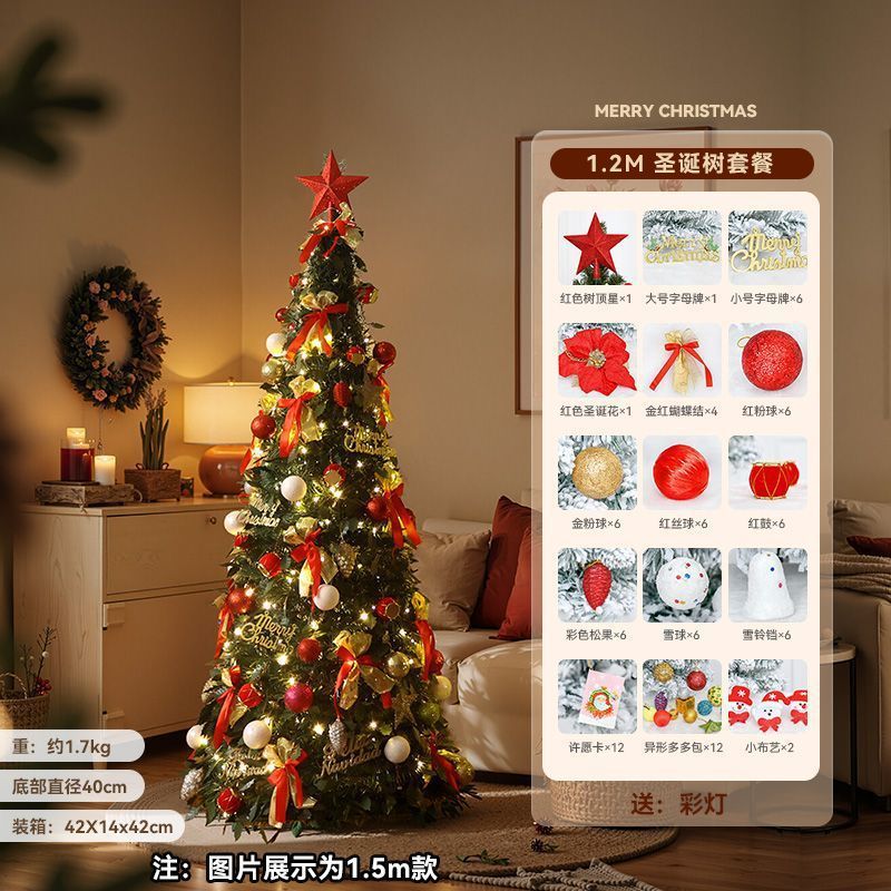 Nuevo árbol de Navidad plegable encryptado luminoso diy decoración de Navidad doméstica en el viento paquete de adornos grandes