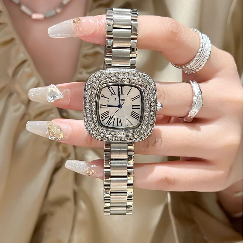 Bujiada New Full Diamond Accessible Luxury Watch Women's Versatile Whitening Niche Design Watch Customization