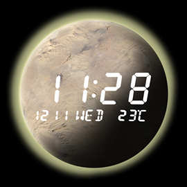 月球挂钟客厅钟表挂墙电子钟网红星球LED电源插电款时钟wallclock