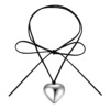 Adjustable choker with bow, accessory, pendant heart-shaped heart shaped, necklace, European style, simple and elegant design