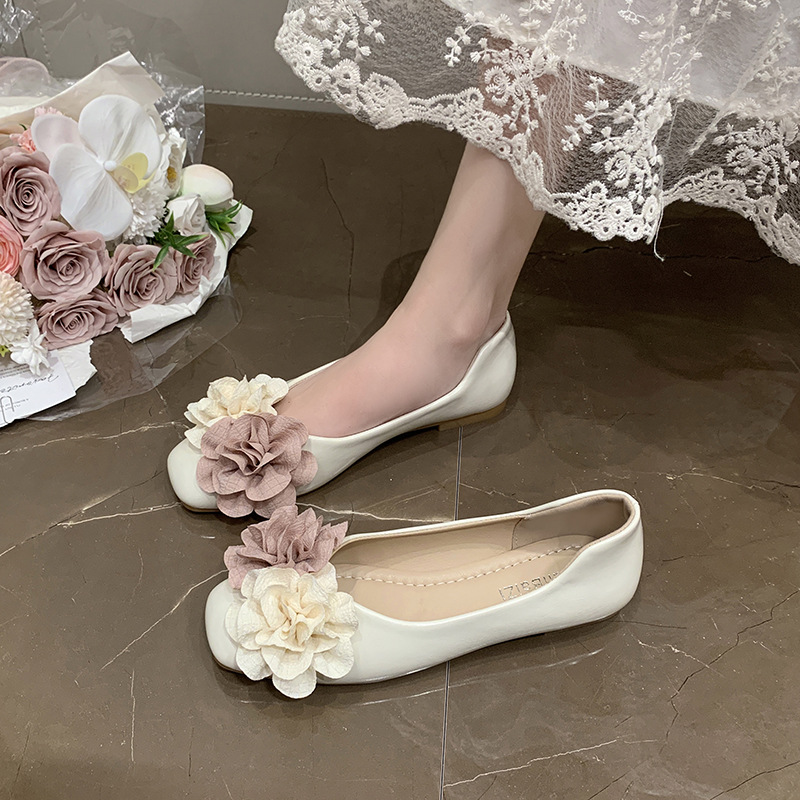 Square-toed Soft-soled Loafers For Women, 2026 Spring Autumn New Model, European And American Style, Color-blocked_vogvips.com