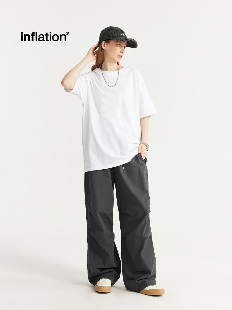 Ropa para Hombre Jie Zhan | Pantalones Cargo de Pierna Ancha Estilo Paracaidista, Lavados, Listos para Usar, Nuevo Producto Otoño 2025, Tinte Asut, Bolsillos Grandes