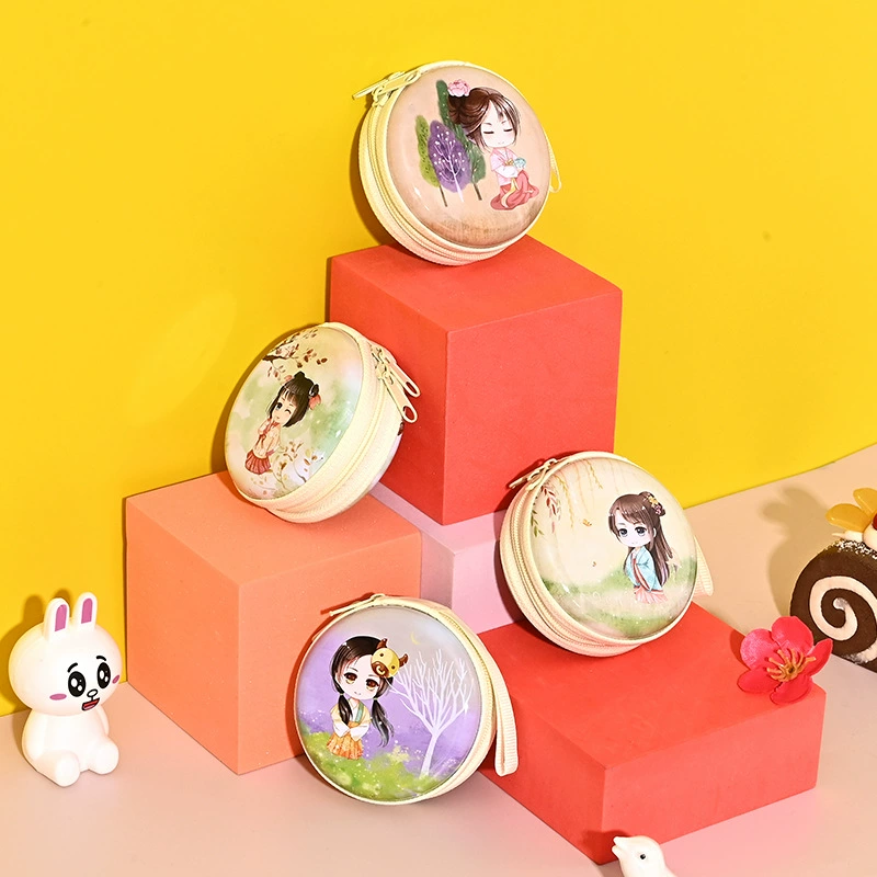 Праздник середины осени портативная круглая сумка для наушников на молнии простая Милая жестянная Детская сумка на молнии детская смена для девочек