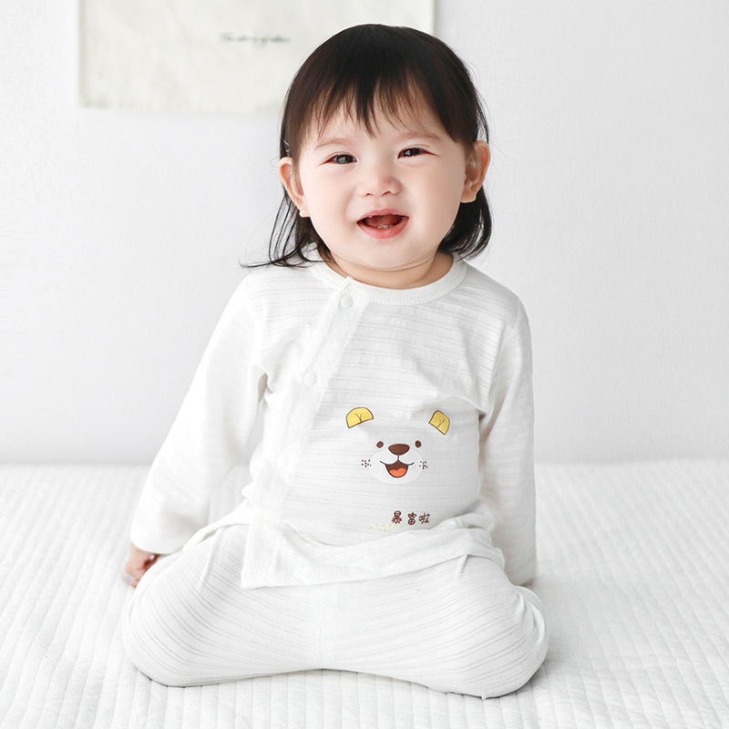 Bebé de manga larga juego de verano para niños niñas algodón delgado dividido aire acondicionado para niños pijamas de verano ropa de bebé