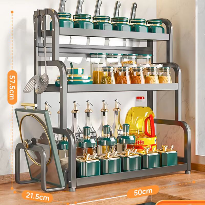 Ash-three-layer length 50 to send 4 hook chopping board holder knife holder