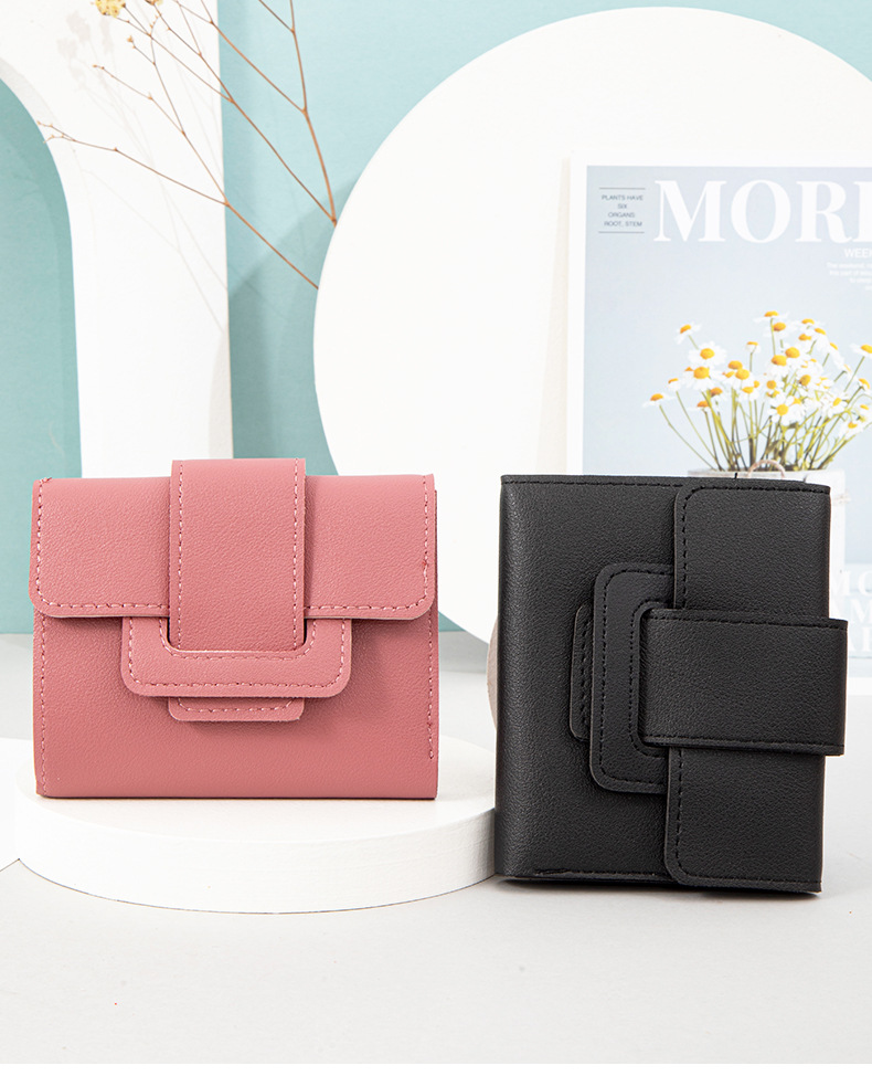 Fashion Solid Color Square Buckle Small Wallet display picture 3