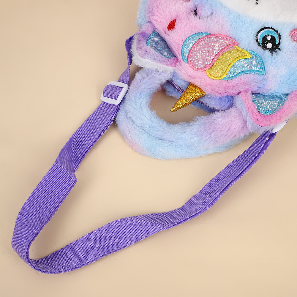 Caricatura infantil lindos unicornios bolsos de hombro de peluche para niños y niñas bolsos lindos bolsos de cambio