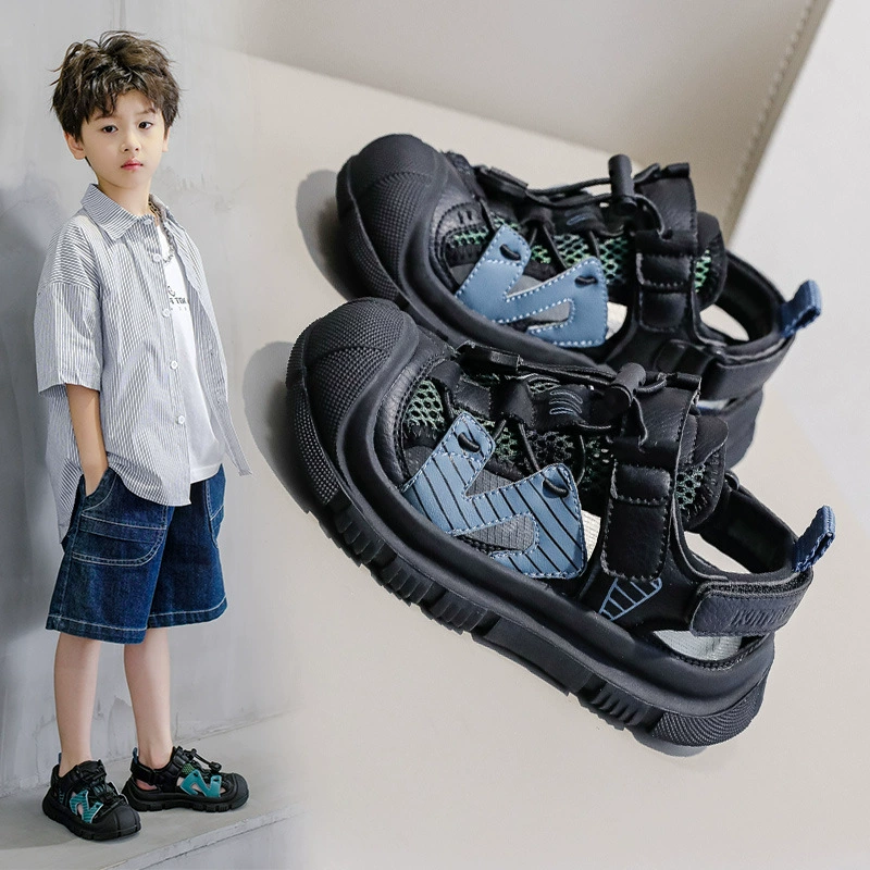 Мальчиковые сандалии 2025 Лето Новые детские спортивные туфли Baotou Летние дышащие мягкие подошвы Повседневные крок-туфли Оптом