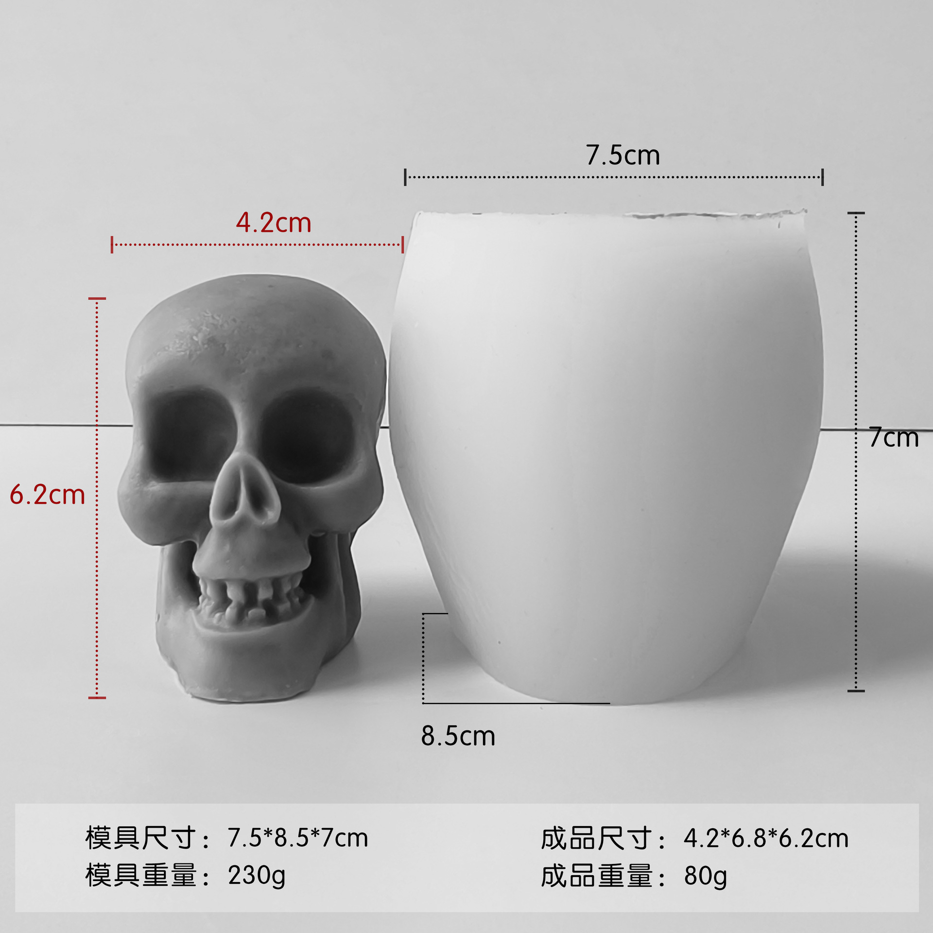 Jiahuimei Calavera de Halloween Aromaterapia Molde Vela DIY Vela de yeso de Pascua Abrasivo de silicona