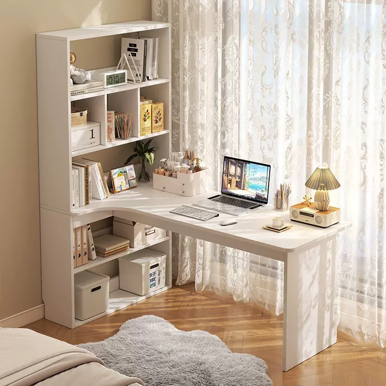 转角书桌书柜一体卧室电脑桌书架组合写字简约学生家用台式桌子