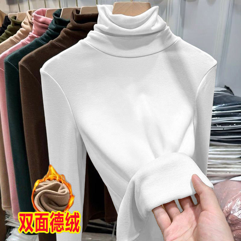 High-Neck Thermal Base Layer Women's Fleece-Lined Thickened Autumn and Winter Warm Slim-Fit Stylish Long-Sleeve T-Shirt for Women High-Neck Thermal Base Layer Women's Fleece-Lined Thickened Autumn and Winter Warm Slim-Fit Stylish Long-Sleeve T-Shirt for Women