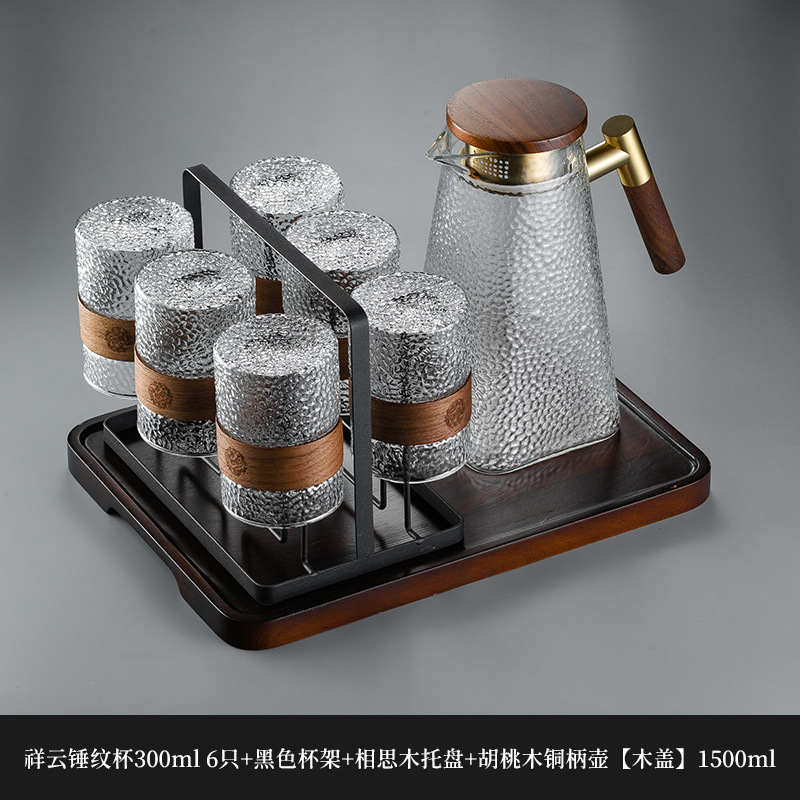 Nuevo chino patrón vertical taza de vidrio hogar de alta temperatura resistente taza de té hervidor de agua traje taza de beber anti-escaldado sala de estar hospitalidad