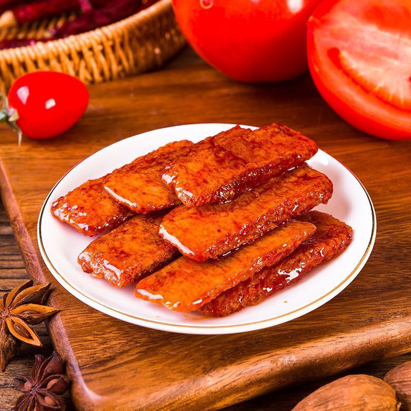 辣嗨心红酸汤豆腩手撕素肉辣条面筋素豆腩休闲发食品零食散装发批|undefined