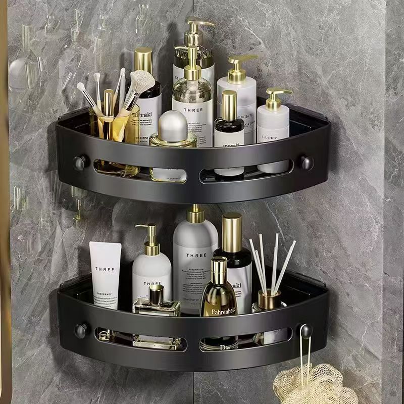 No-Drill Triangular Storage Rack for Bathroom Toilet Corner Shelf Bathroom Wall-Mounted