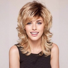 假发长卷发 欧美女士金色假发 蓬松偏分斜刘海男士长直发假发