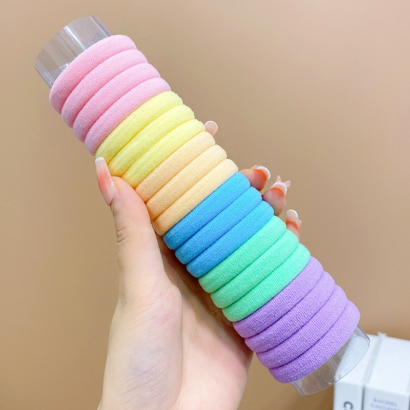 高弾力ゴムカラータオルリング子供の女の子のポニーテール缶のシンプルな髪ひもの髪ひもの髪飾り|undefined