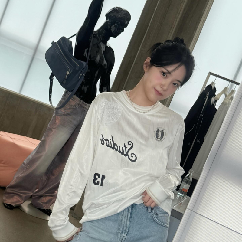American Retro Jersey Long-Sleeved T-Shirt for Women, Summer Loose Fit, Slimming Black Trendy Brand T-Shirt, Sporty Style Couple Top American Retro Jersey Long-Sleeved T-Shirt for Women, Summer Loose Fit, Slimming Black Trendy Brand T-Shirt, Sporty Style Couple Top