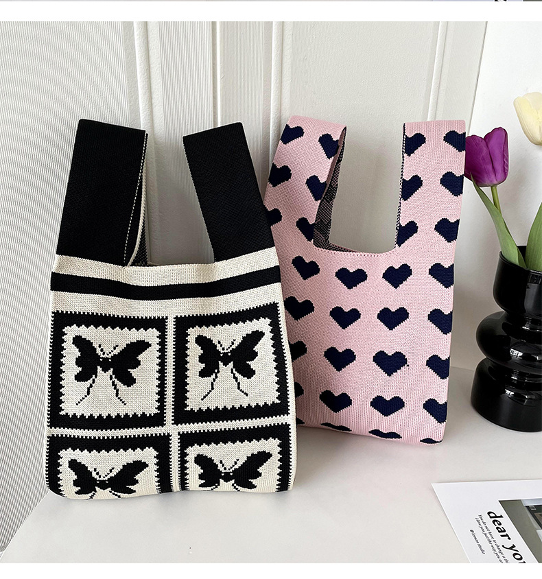 Handbag Bags Type Women's Medium Polyester Heart Shape Flower Butterfly Streetwear Open Handbag