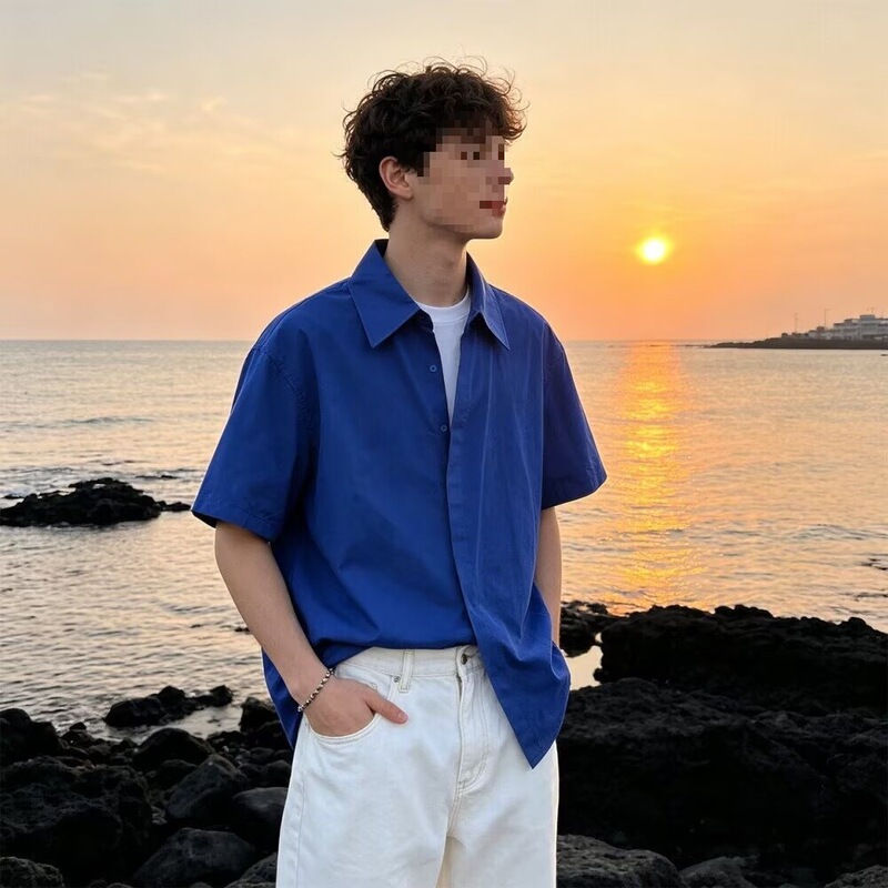 Short-Sleeved Shirt for Men, New Spring Style, Korean Style, Loose Casual Solid Color Shirt, No-Iron Feel, Stylish, One-Piece Drop Shipping Short-Sleeved Shirt for Men, New Spring Style, Korean Style, Loose Casual Solid Color Shirt, No-Iron Feel, Stylish, One-Piece Drop Shipping