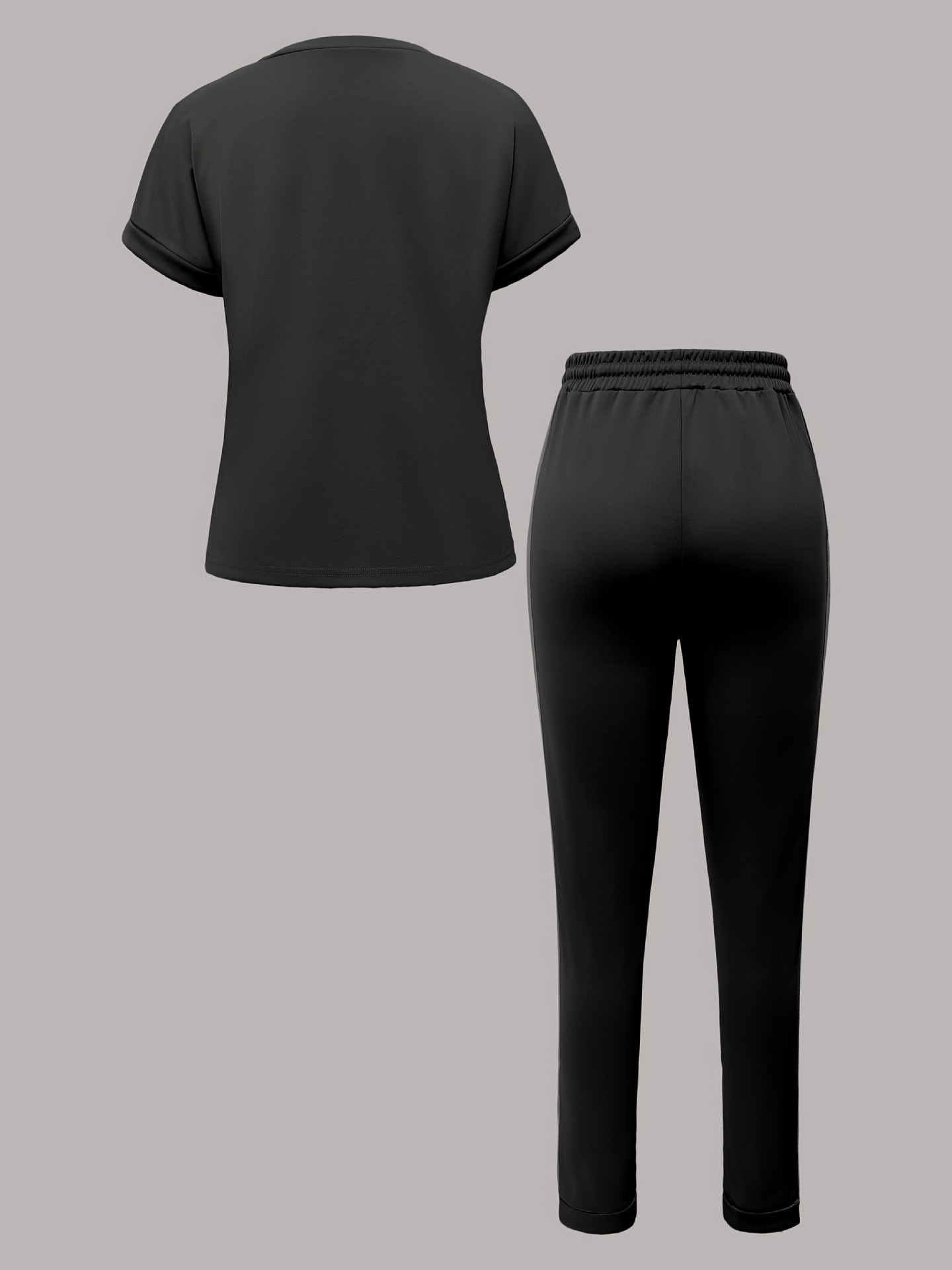 Damen Freizeit-set Kurzarm T-shirt Und Hose Mit Taschen_voghion.com