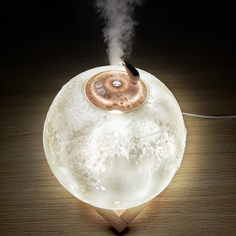 Moon Humidifier, Moon Aroma Diffuser, Ambient Light, Planet Lamp, Table Lamp, Bedroom Bedside Lamp, 13inch Hydrating and Moisturizing