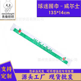 威尔士球迷围巾135*14cm色丁围巾跨境货源美加墨世界杯围脖现货