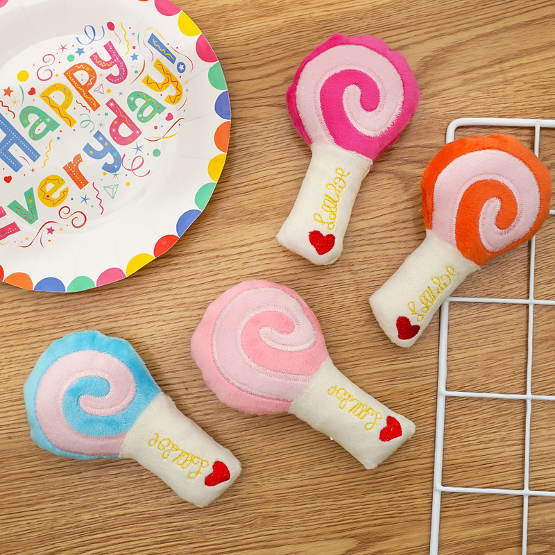 Lollipop Plush Sound Toy Three Color Optional Pet Dog Cat Pet Supplies Toy About · 5cm
