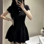 修身秋季短袖套头连衣裙