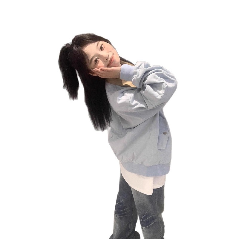 美式复古撞色翻领外套女春秋2025新款休闲宽松情侣开衫夹克棒球服|undefined