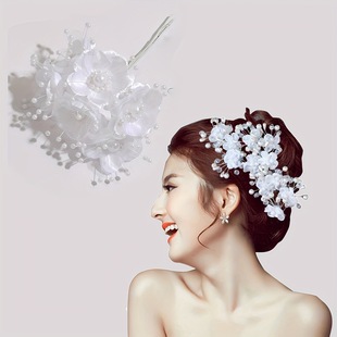 Bride European and American Simple Artificial Flower Camellia Silk Hairpin Corsage Accessories White Silk Flower Satin