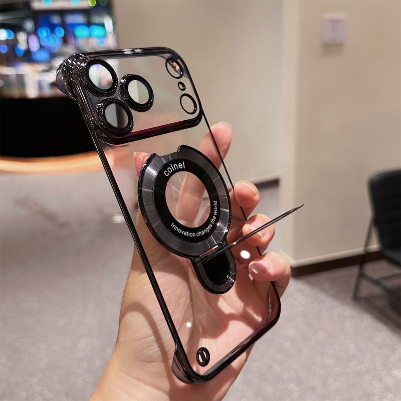 适用iPhone17手机壳电镀无边框磁吸支架苹果17air自带玻璃镜头膜|undefined