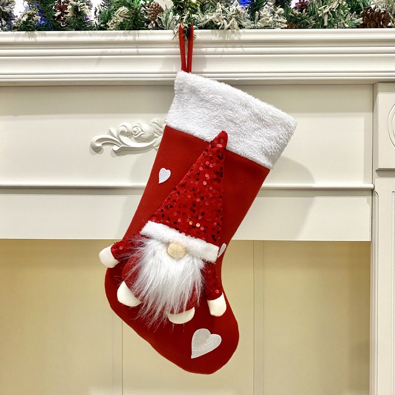 クリスマス装飾品クリスマス靴下バレンタインデープレゼント袋クリスマススパンコール無顔人形ストラップクリスマス装飾|undefined