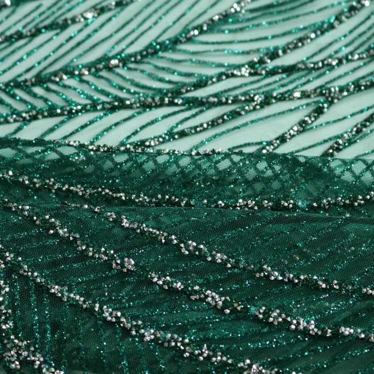 2024 nueva gaza de malla de malla de encaje de oro rociado diamante vestido de boda tela al por mayor