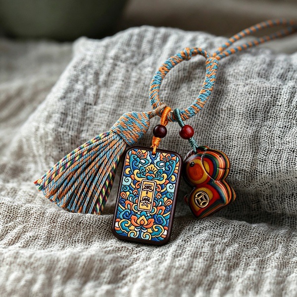 Trendy Creative Painted Car Keychain Rainbow Wood Tang Horse DIY Colorful Rosewood Pendant Bag Accessory