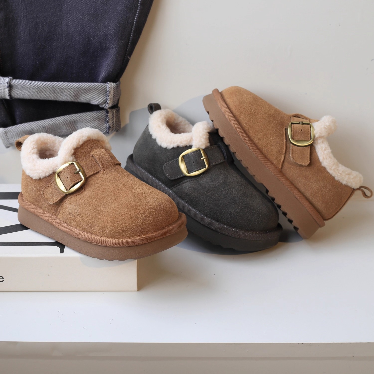 Children's Birkenstock Shoes 2025 New Winter Shoes Girls Snow Boots Baby Girl Large Cotton Shoes Fleece-Lined Thickeneded Winter Shoes