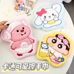 かわいい漫画のコーラルベルベットハンドタオルハンギングキッチン家庭用タオル吸水性、速乾性、糸くずの出ない厚みのある雑巾