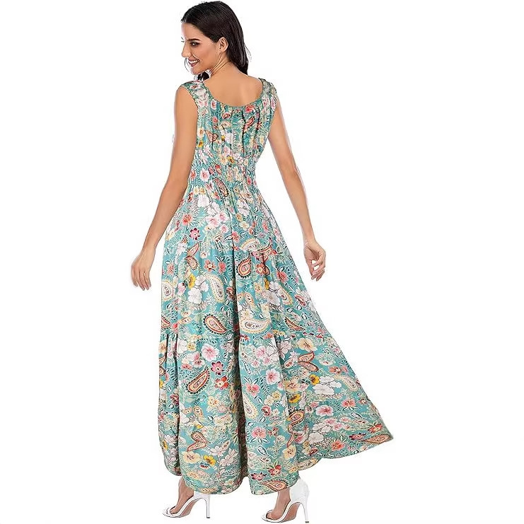 Women's Clothing 2026 Summer Bohemian Floral Print Layered Casual Flowing Long Dress Slimming Waist Long Dress Women's Clothing 2026 Summer Bohemian Floral Print Layered Casual Flowing Long Dress Slimming Waist Long Dress