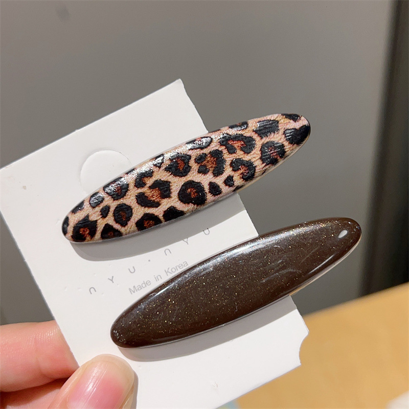 百搭甜酷复古豹纹侧边发夹新款高端刘海碎发夹边夹发卡一字夹头饰|undefined