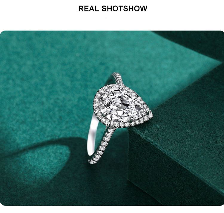 Luxurious Water Droplets Sterling Silver Inlay Zircon Rings