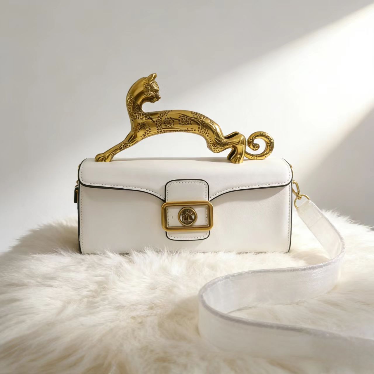 Cross-Border Celebrity Style Leopard Handle Bag Square Luxury Cowhide Fashion Versatile Banquet Shoulder Bag For Women - Thumbnail 5